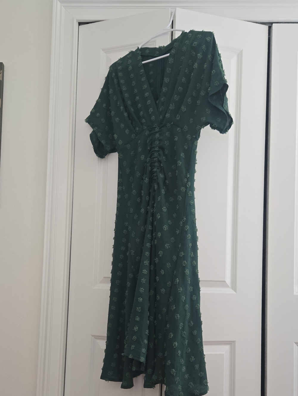 Emerald Green Maxi Dress with Ruched Front